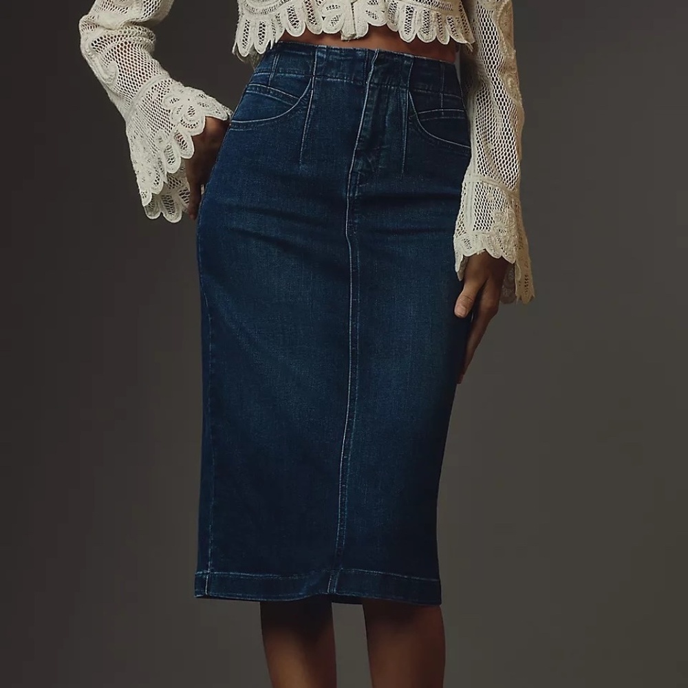 NWT Anthropologie Denim Midi Pencil Skirt 6